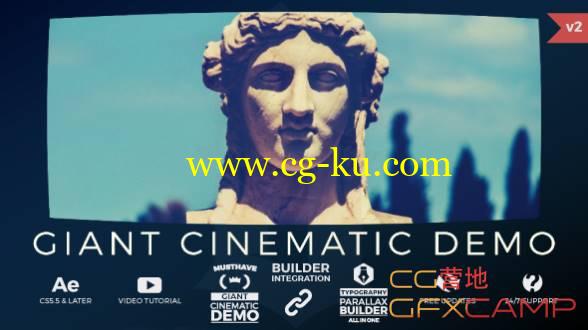 AE模板-史诗大气节奏感电影幻灯片图片展示片头开场 Giant Cinematic Demo的图片1