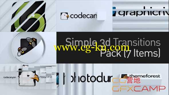 AE模板-三维图形动画转场Logo展示 3D Simple Transitions Pack的图片1