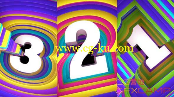 绚丽色彩卡通倒计时C4D教程 Cinema 4D – Creating a Colorful Animated Countdown Tutorial的图片1