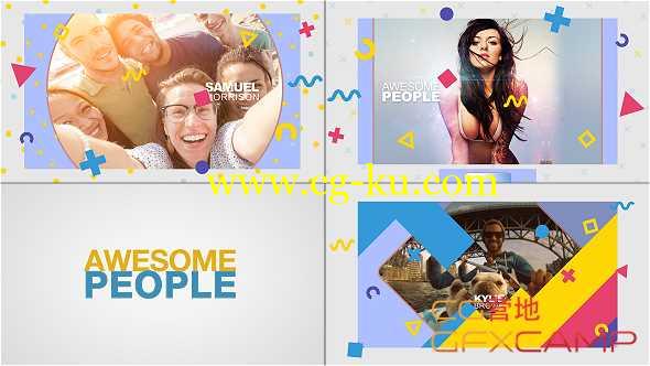 AE模板-时尚卡通人物介绍展示片头 Awesome People Slideshow的图片1