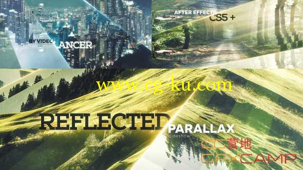 AE模板-分层遮罩光线切割图片片头展示 Reflected Parallax Slideshow的图片1