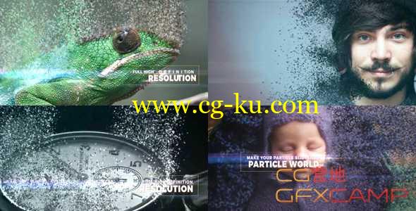 AE模板-图片视频粒子破碎消散宣传片片头 Particle World Slideshow的图片1