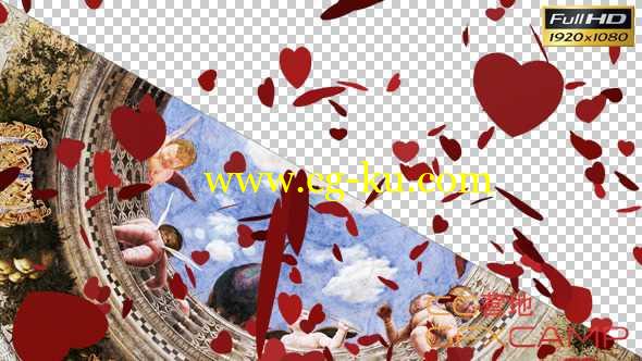 情人节心型剪纸爱心飘落高清视频素材 Falling Valentine Hearts的图片1