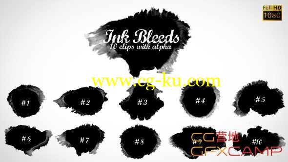 10个水墨滴落溅开扩散高清视频素材 Ink Bleeds的图片1
