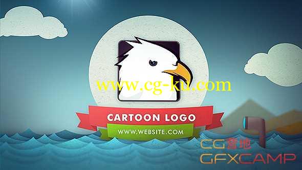 AE模板-卡通剪纸风格波浪船只Logo展示 Cartoon Logo Reveal的图片1