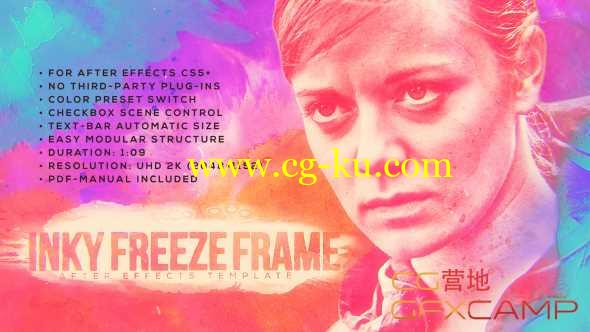 AE模板-水墨大片电影定格人物介绍宣传片 Inky Freeze Frame的图片1