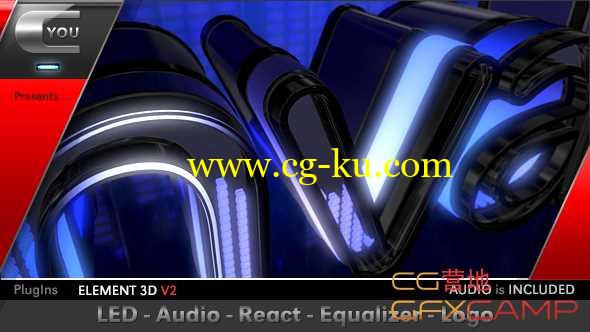 AE模板-三维音乐节奏Logo展示 LED Audio React Equalizer Logo的图片1