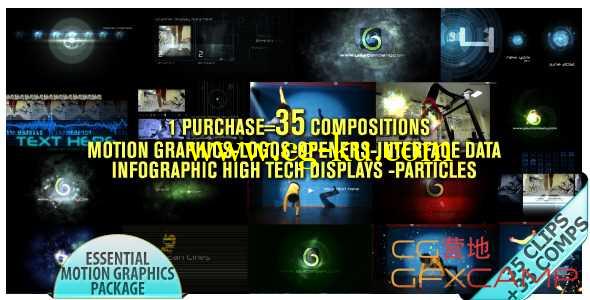 AE模板-35个高科技粒子片头包装动画 Motion Graphics Displays And Particles Bundle Pack的图片1