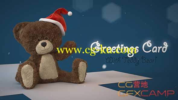 AE模板-礼物盒打开泰迪熊圣诞节片头 Christmas Teddy Bear Greetings的图片1