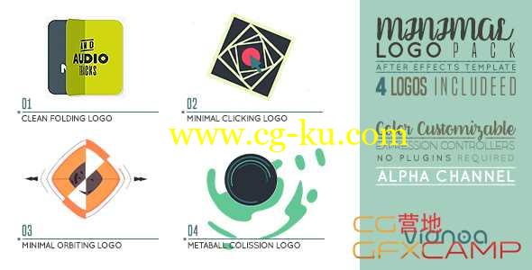 AE模板-创意扁平化MG动画Logo展示 Minimal Logo Pack的图片1