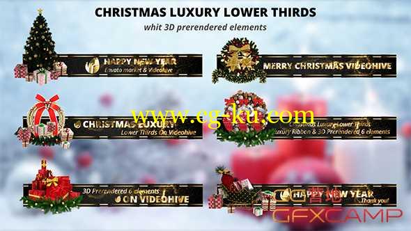 AE模板-圣诞节金色文字人名字幕条动画 Christmas Luxury Lower Thirds的图片1