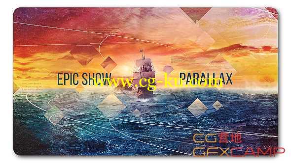AE模板-大气线条图形遮罩视差图片展示片头 Epic Parallax Cinematic Slideshow的图片1