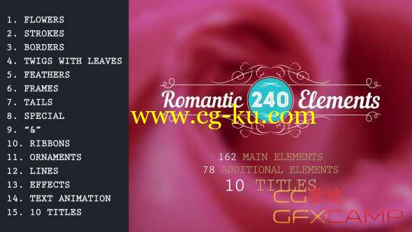 AE模板-浪漫婚礼文字标题动画元素 Romantic Elements & Titles的图片1
