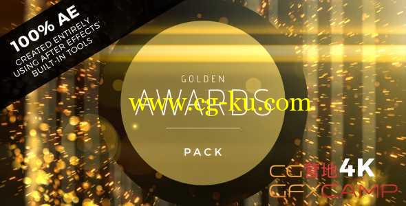 AE模板-金色粒子碰撞帘幕背景颁奖典礼包装 Golden Awards Event Pack的图片1