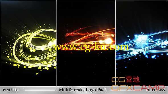 AE模板-优雅唯美粒子光线拖尾Logo展示 MultiStreaks Logo Pack的图片1