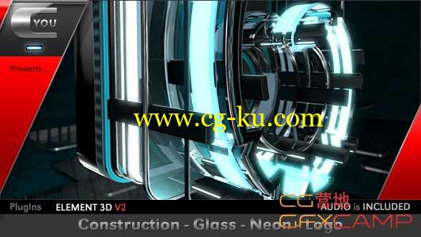 AE模板-三维玻璃霓虹灯组合动画 Construction Glass Neon Logo的图片1