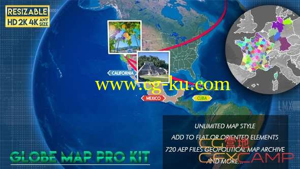 AE模板-地球地点连线介绍展示动画 Globe Map Pro Kit的图片1