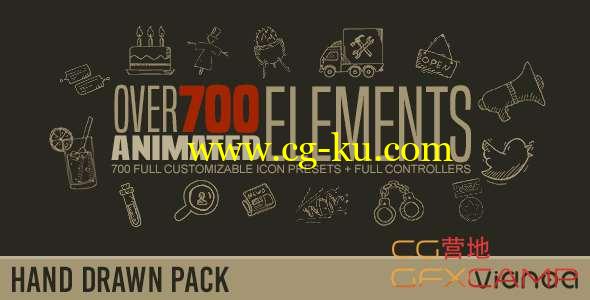 AE模板-700+手绘素描图标动画预设 Hand Drawn Elements Pack的图片1