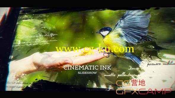 AE模板-大气水墨笔刷视差图片展示片头 Cinematic Ink Slideshow的图片1