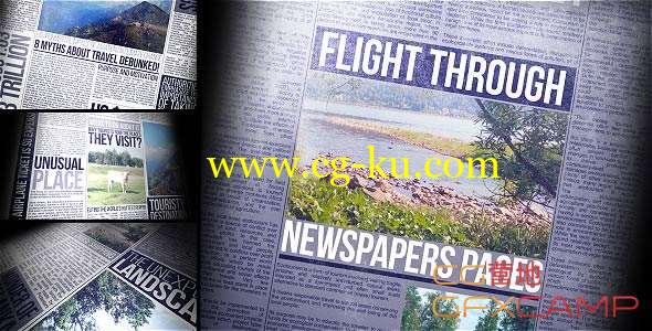 AE模板-新闻报纸信息穿梭动画片头 Flight Through Newspapers Pages的图片1