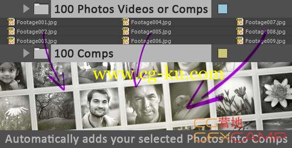 快速添加大量图片到合成AE脚本 Photos Videos Comps To Comps的图片1