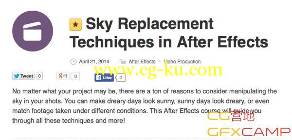 AETUTS付费会员课程 AETuts+ Premium – Sky Replacement Techniques in After Effects的图片1