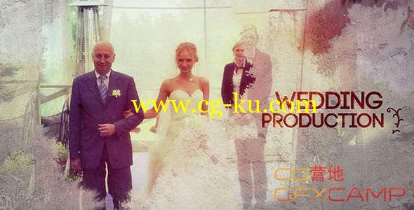 AE模板-水墨散开遮罩浪漫婚礼视频片头 Wedding Production的图片1