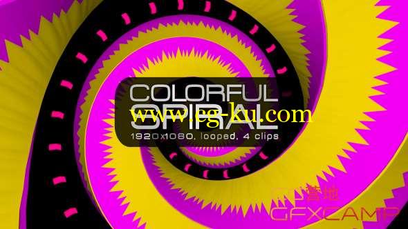 图形对称旋转螺旋LED大屏幕高清视频素材 Colorful Spiral VJ Pack的图片1