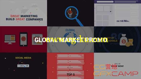 AE模板-网络购物宣传介绍MG动画 Global Market Promo的图片1