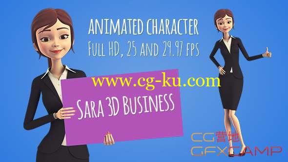 AE模板-女性三维角色商务产品介绍动画 Sara 3D Character in Business Suit的图片1