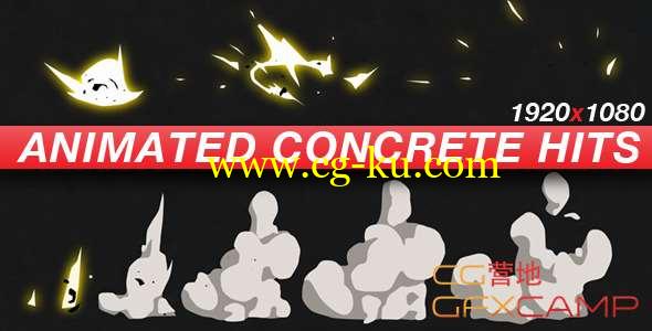 二维卡通尘土烟雾视频素材 Animated Concrete Hits - Anime Action Essentials的图片1