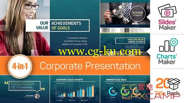 AE模板-商务公司企业宣传介绍包装片头 4-in-1: Corporate Presentation + Slides' Maker, Charts' Maker and Title Pack的图片1