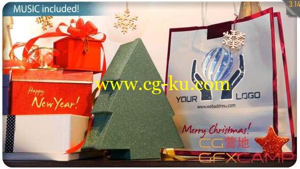 AE模板-圣诞节礼盒定格动画片头 Christmas Gifts Logo - Storefront Digital Signage的图片1