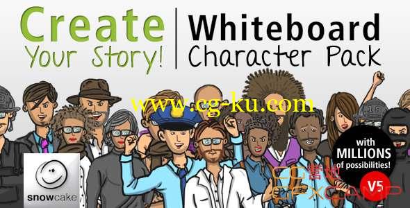 AE模板-卡通白板剪纸人物场景解说动画 Create Your Story Whiteboard Character Pack V5的图片1