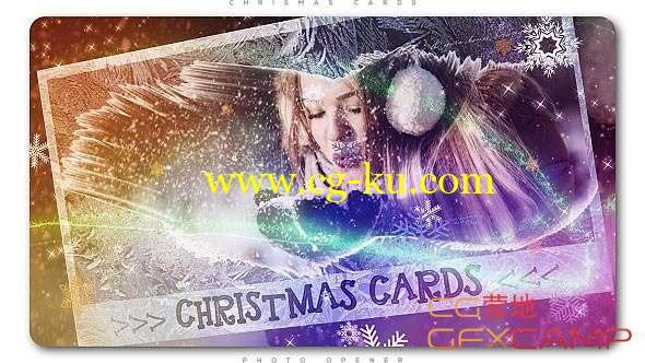 AE模板-圣诞节贺卡相册照片开场片头 Christmas Cards Photo Opener的图片1