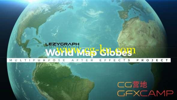 AE模板-三维地球世界地点连线动画 World Map Globes的图片1