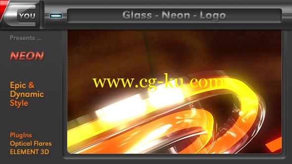 AE模板-玻璃霓虹灯 VideoHive Glass Neon Logo的图片1