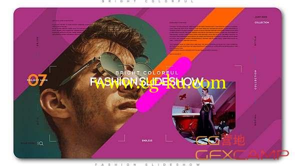 AE模板-现代时尚娱乐包装片头 Bright Colorful Fashion Slideshow的图片1