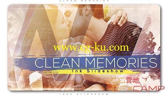 AE模板-水墨散开回忆相册照片开场 Clean Memories Inks Slideshow的图片1