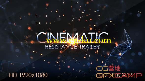 AE模板-点线抽象粒子背景文字宣传片开场 Resistance Cinematic Trailer的图片1
