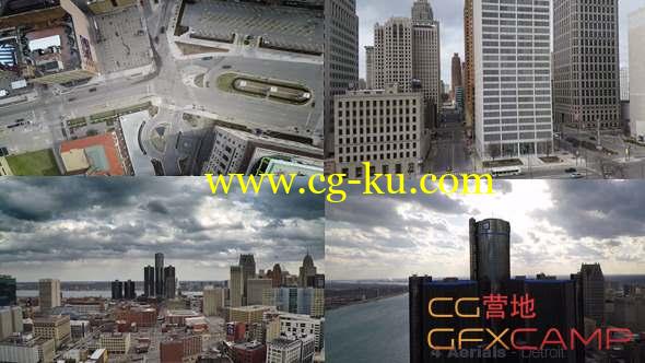 城市楼房俯拍实拍视频素材 Detroit Aerials的图片1