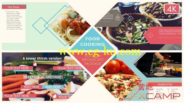 AE模板-食物宣传介绍包装片头 Food Broadcast Package的图片1