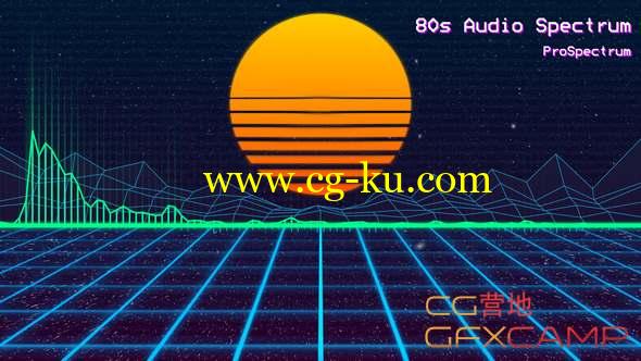 AE模板-80年代复古风格音乐波形动画 80s Audio Spectrum的图片1