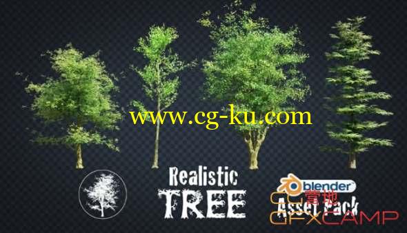 Blender真实植物树木预设 Realistic Tree Asset Pack v1.1的图片1