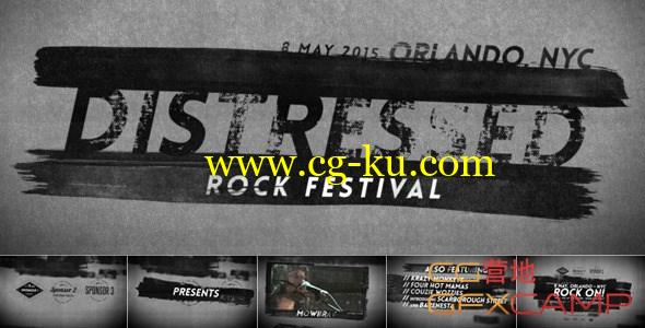 AE模板-水墨笔刷相框展示 VideoHive Distressed Rock Festival的图片1