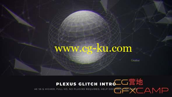 AE模板-科技感点线粒子小球开场动画 Plexus Glitch Intro的图片1