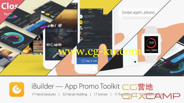 AE模板-扁平化手机APP手势动画 iBuilder - App Promo Toolkit的图片1