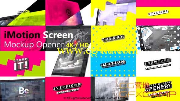 AE模板-时尚创意图形开场快闪片头 Stomp Screen Mockup Opener的图片1