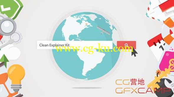 AE模板-扁平化介绍MG动画片头 Clean Explainer Kit的图片1