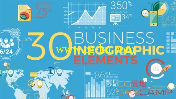 AE模板-商务信息数据ICON图标动画 30 Business Infographic Elements的图片1